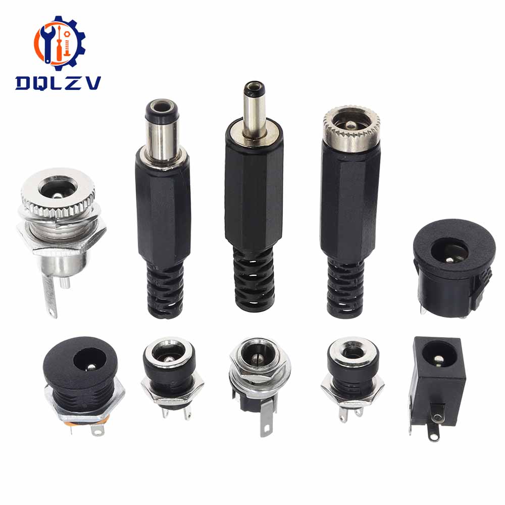 DC Connectors 5.5x2.1mm 3.5x1.3mm DC Power Female Jack Socket Nut Panel Mount DC Power Adapter Connector DC-099/005/022B/25M