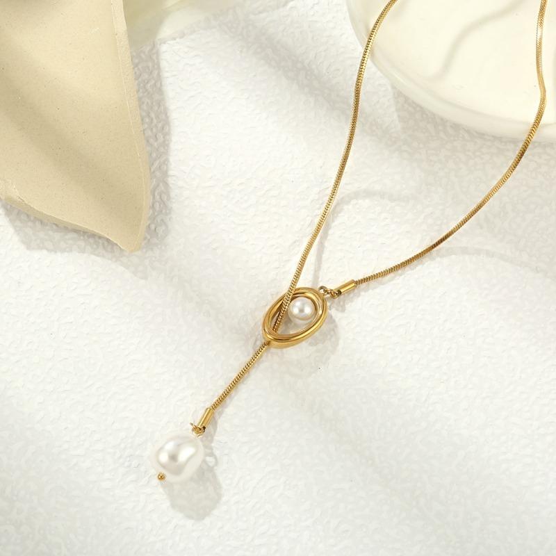 Women Simple Long Tassel Pearl Pendant Necklace Luxury Adjustable Sweater Chain