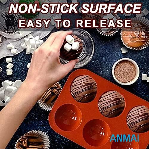 Anmai Half Sphere 6 Cavity Silicone Mold Baking Mold Hemisphere Cake Mold Chocolate Mold Jelly Mold Mousse Cupola Mold 19 X 13 X 2.8 Cm