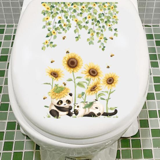 Toilet Sticker Creative Flower Pattern Toilet Lid Sticker Removable No Residue Wall Decals for Home Bathroom