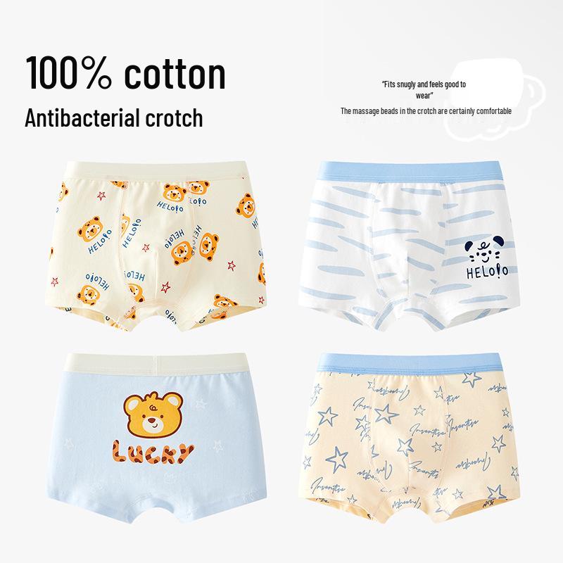 Boys' A-Class Pure Cotton Boxer Briefs - No Wedgies, Medium & Large Sizes for Growing Kids
