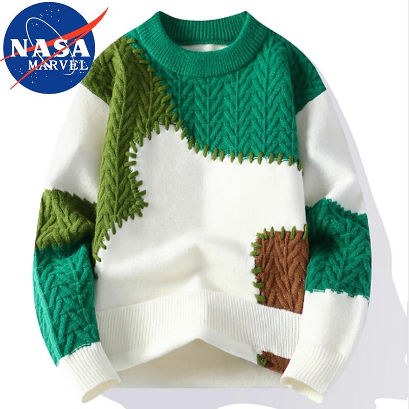 NASA MARVEL Men's Color-block Round Neck Sweater