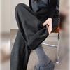 HSTYLE Women's Acetate Wool Blend Fleece Lined Wide-Leg Cropped Pants