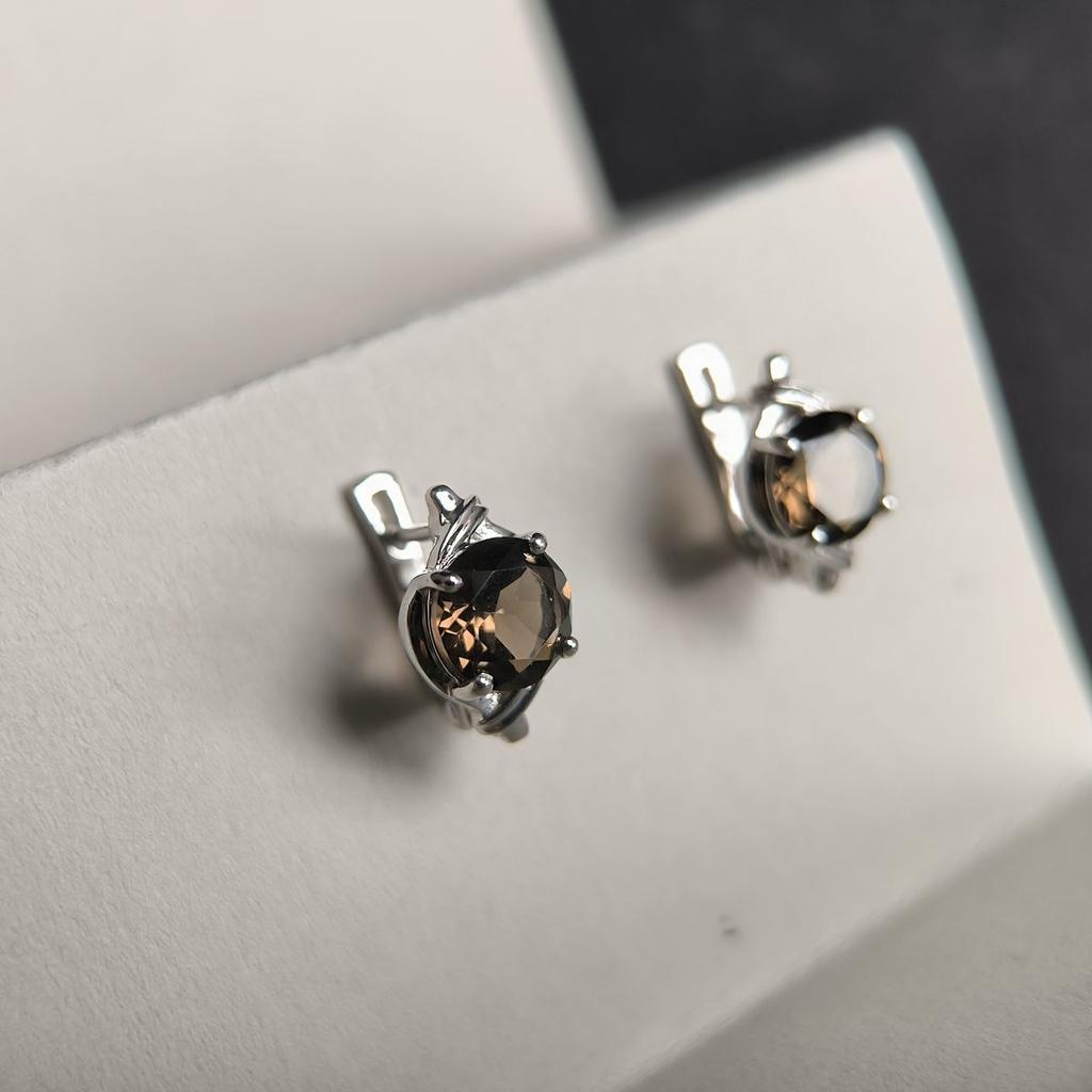 Cercei din argint cu rauchtopaz natural (cuarț fumuriu) 3,467 ct (2180586)