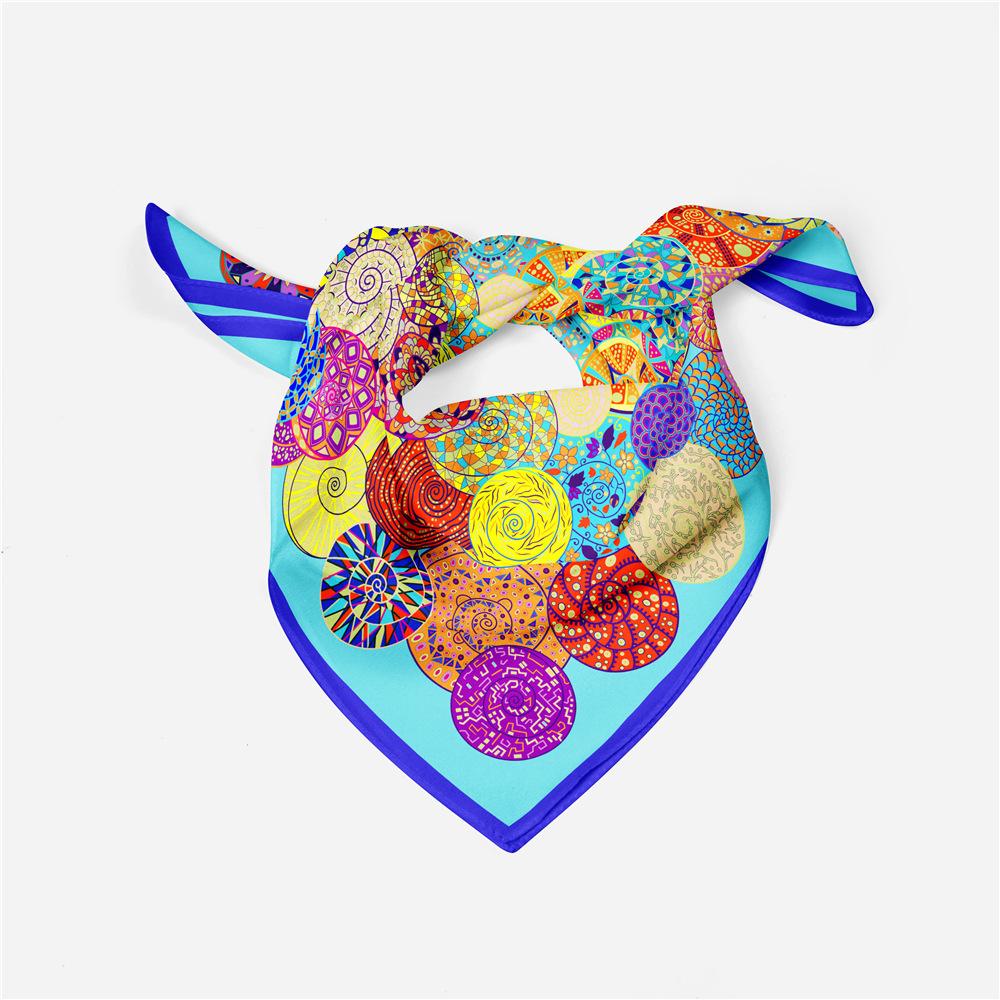 53cm Fashion Square Scarf Women Design Snail Print Luxury Silk Scarf Bandana Headband Hijab Neckerchief For Ladies