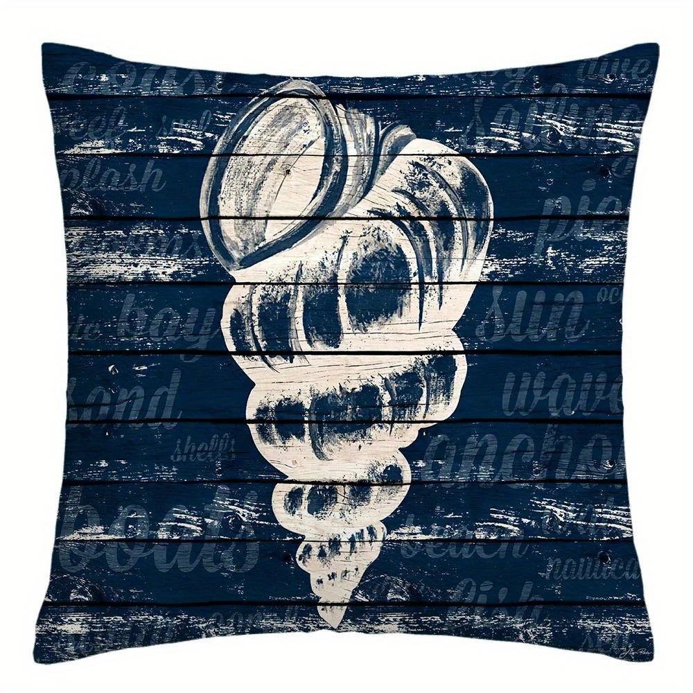 Home Decor Seashells & Starfish Nautical Style Pillow Covers Pattern Cushion Cover Suitable for Sofa Bedroom Car Pillow Cover