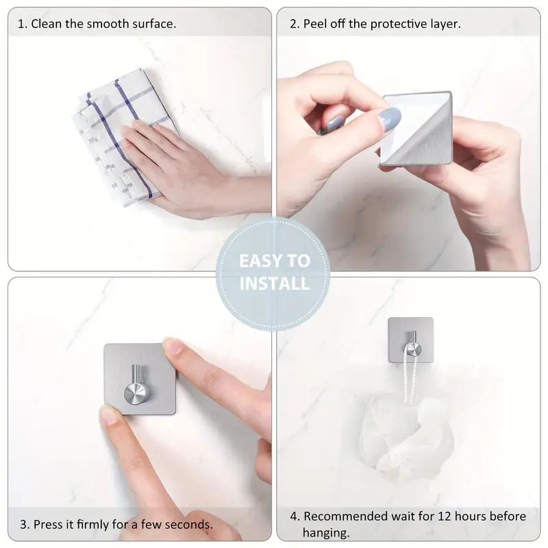 7/6pcs Wall Mounted Heavy-duty Wall Hook, Waterproof Stainless Steel Hook, Suitable for Hanging Towel Racks and Bathrooms