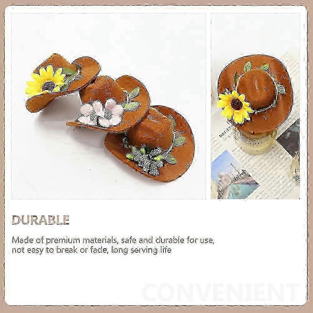 2pcs Wine Bottle Hat Decors Party Stylish Wine Bottle Cowboy Hat Ornaments hwy