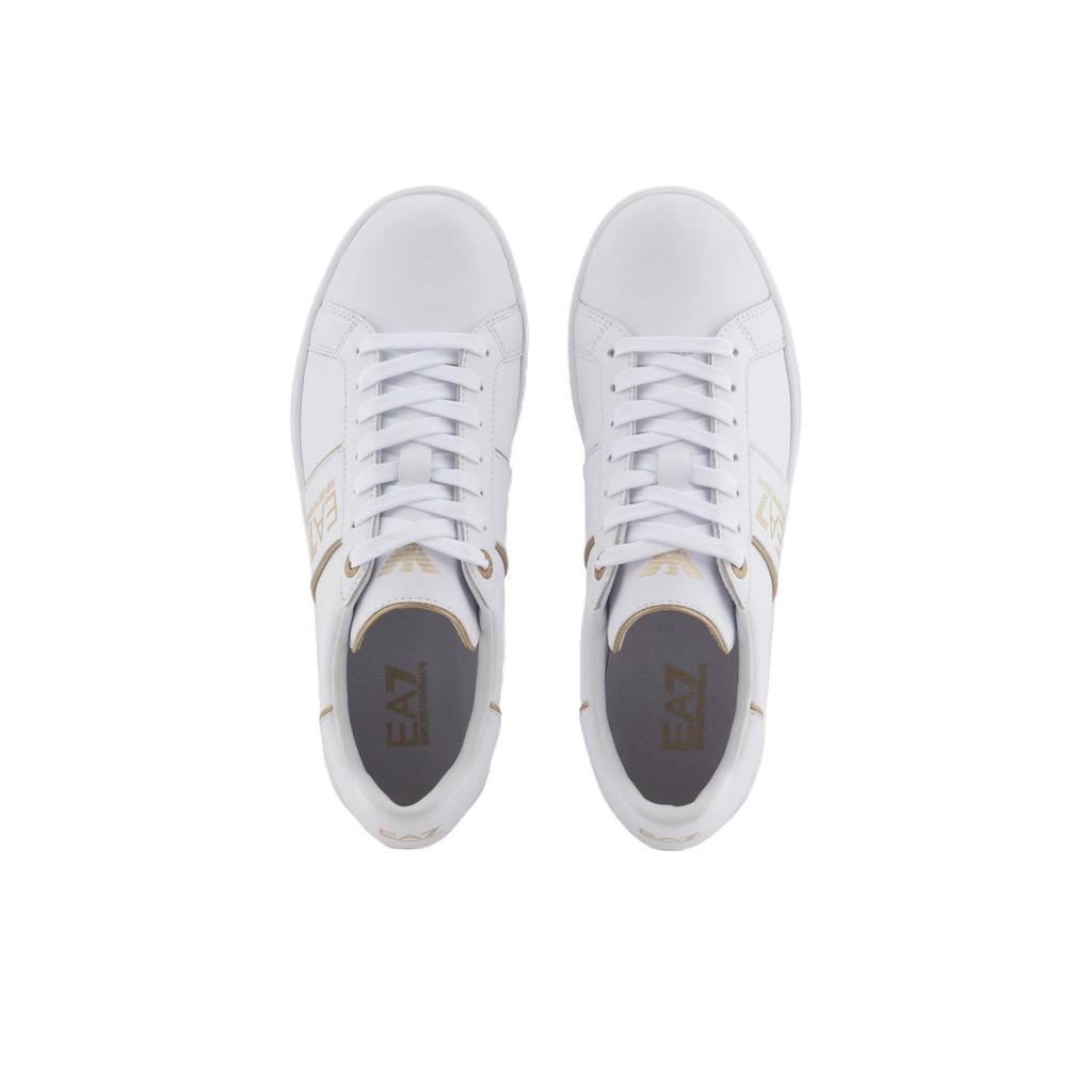 Emporio Armani EA7 Leather Color-Blocked Round-Toe Lace-Up Low-Top Sneakers Men Sneakers White X8X102XK346U447