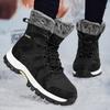 Couple Lace-up Snow Boots Fur-lined Half Boots Plush Cotton Shoes Anti-slip Winter Warm Outdoor Sneakers Wear-resistant