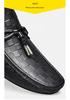 Men's Casual Spring Cowhide Slip-on Loafers, Embossed Leather Driving Shoes, Large Size