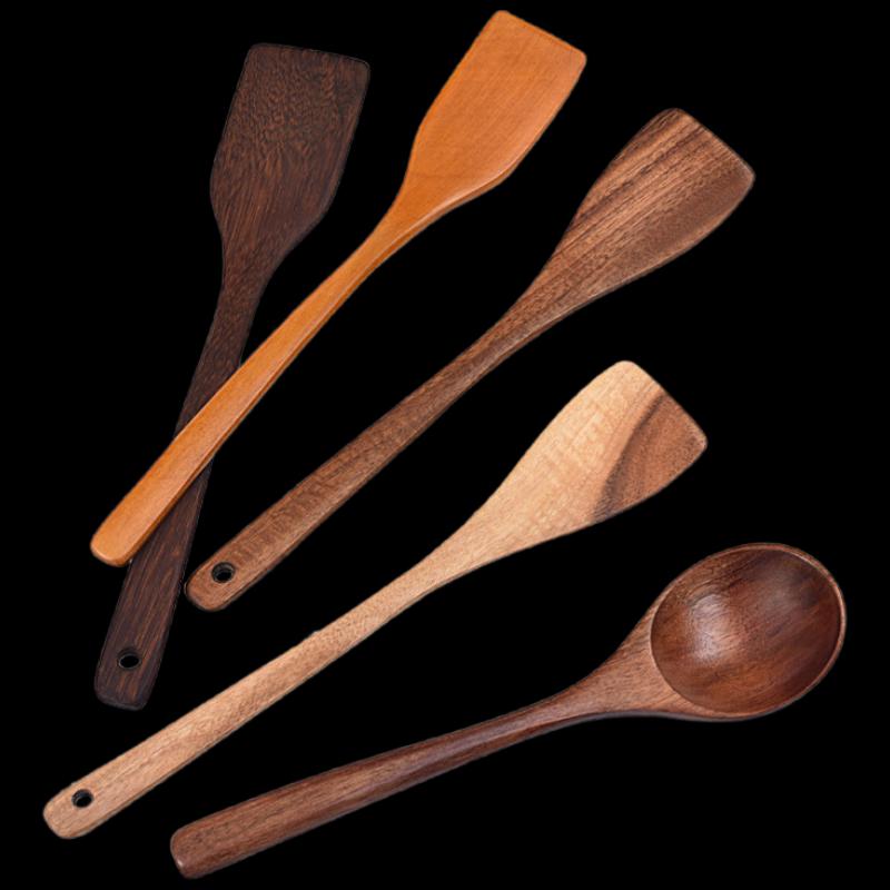 Spatule de cuisine antiadhésive en bois naturel