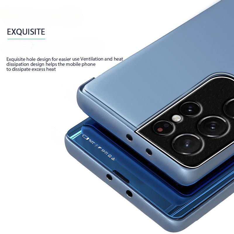 Étui à rabat miroir en cuir pour Samsung Galaxy S25 S25Ultra S25 Edge S24 S23 S22 S21 S20 Note20 10 9 8 Support Housse de téléphone Funda