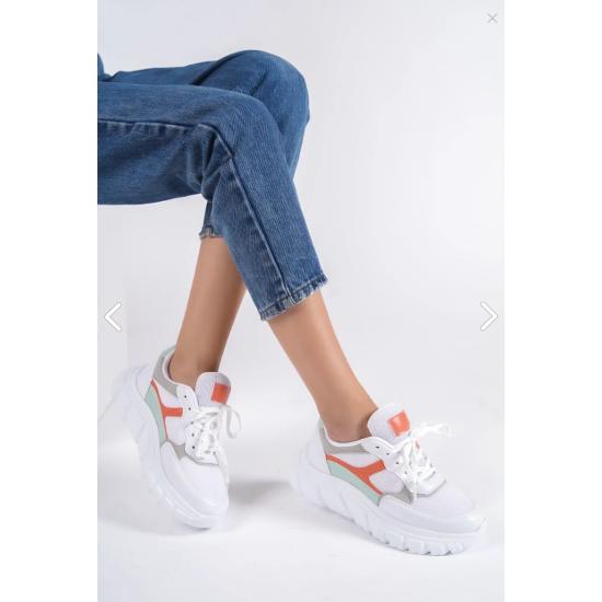 

Beyaz Renkli Kadın Bağıcıklı Fileli Günlük Sneaker Spor Ayakkabı 36