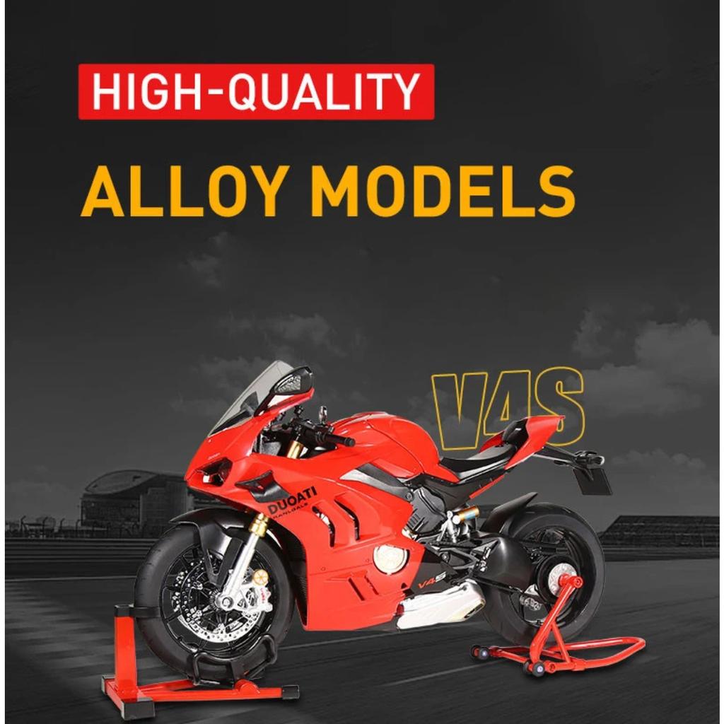 1/6 Ducati V4SP2 Rennmotorrad Legierung Druckgussmodell Dynamischer Kupplungsornament Spielzeug für Jungen Geburtstagsgeschenk für Freunde