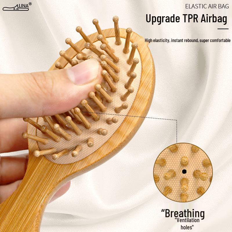 Natural Nanmu Bamboo & Pig Bristle Anti-static Detangling Comb with Customizable Logo