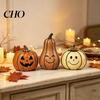 Halloween Wooden Pumpkin Ornaments 3/4Pcs Vintage Decor, Rustic Fall Tabletop Centerpiece, Farmhouse American Country Home Accents Shelf Accent
