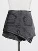Street Style Denim Skort 2026: Irregular Waist, High-Waisted Wash, Faux Two-Piece Shorts