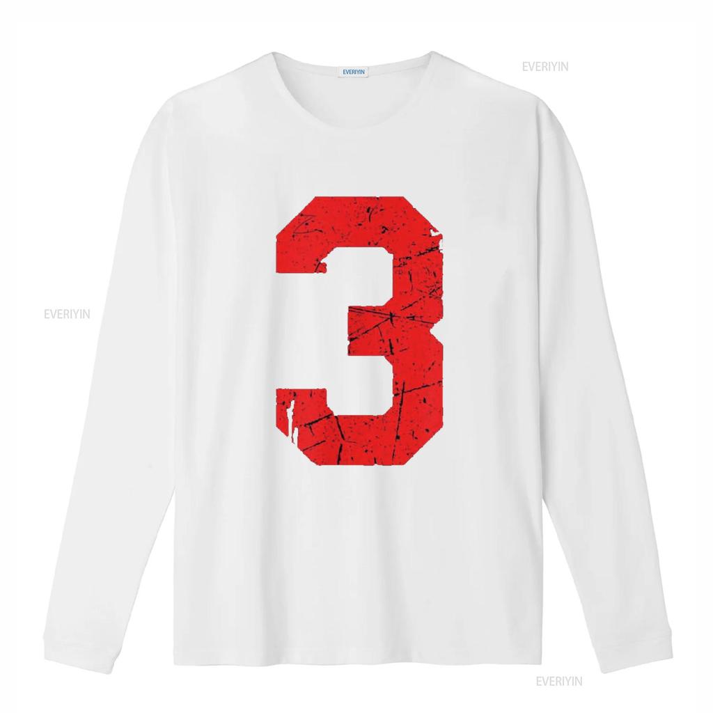 Numer 3 Koszulka Sportowa Czerwona Zniszczona Vintage Szczęśliwa Koszulka vintage Prana moda streetwear Wygodna Stylowa Miękka