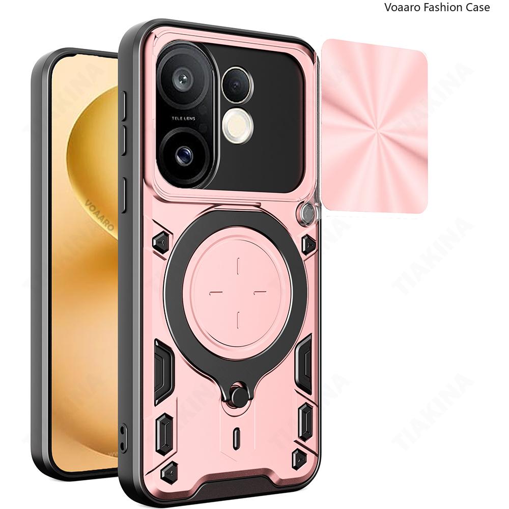 Slide Lens Armor Funda for Vivo X200 FE 5G Case for Vivo S30 Pro Mini 5G Case Magnetic Ring Stand Holder Cover Shockproof Capa