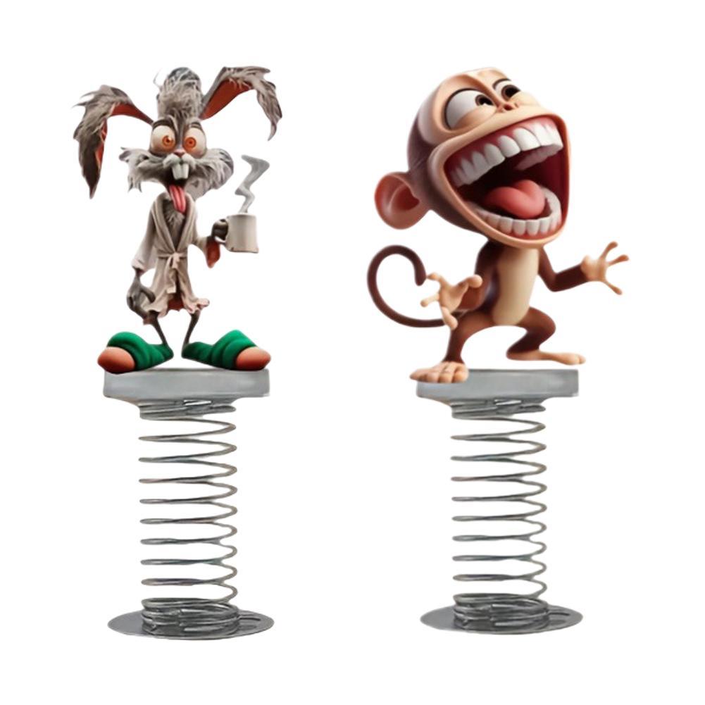 2D Funny Big-mouthed Monkey Car Ornament Cute Acrylic Spring Shake Ornament For Bicycle Car Center Console Desktop Decoration