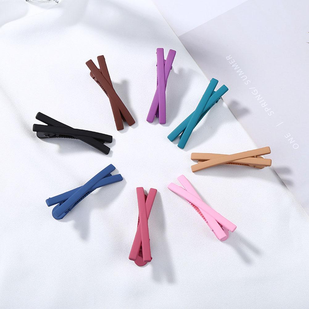 Women Girls Hair Clip Solid Color Cross Hairpin Hair Styling Tool Hair Accessories