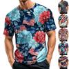 Men's Casual Quick Dry Lightweight Mesh Breathable Short Sleeve Crew Neck Shirt with Floral and Flag Print Suitable for Outdoor Activities