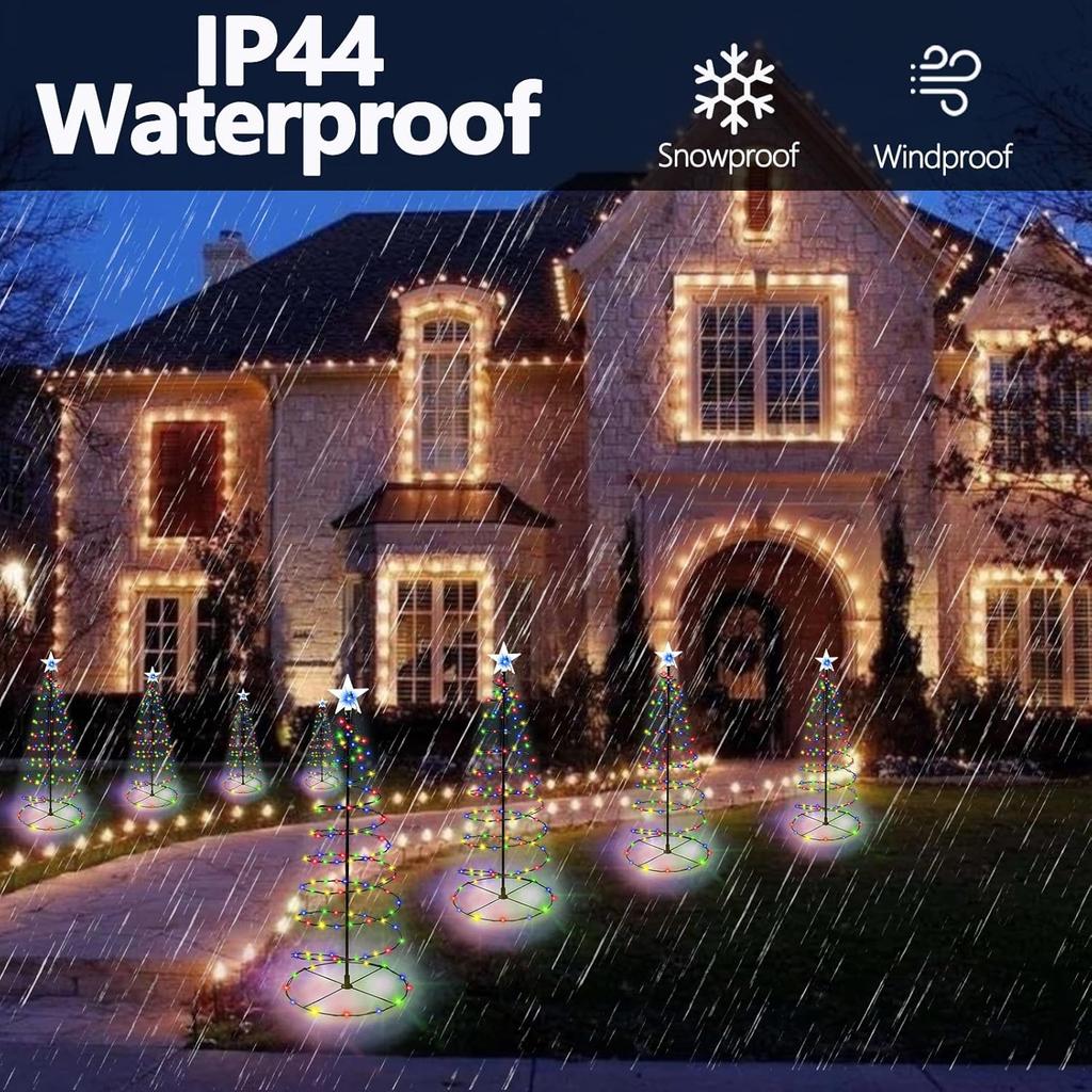 1 Pack Outdoor Christmas Decorations 60CM Height Waterpoof Spiral Solar Christmas Tree Lights 8 Modes Lights for Garden Patio Yard Walkway Driveway