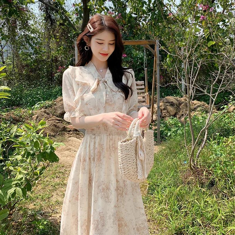 Summer Sweet Ruffled  Edge Chiffon Dress Women's Slimming Pure Desire Fragrant French Style Slim Fit Tulle Dress