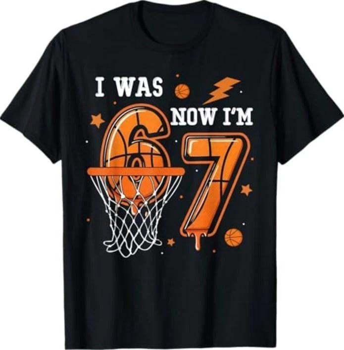 I was 6 Now I m 7 Birthday Basketball Funny 6 7 Meme T-Shirt M