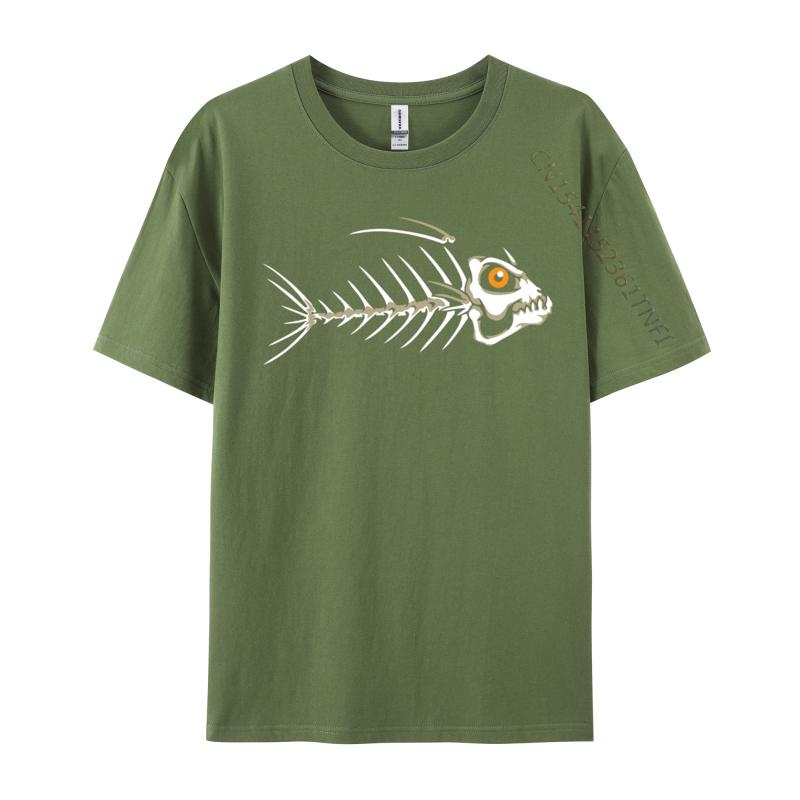 Fish Skeleton Bones Custom Plain Funny Luxury Designer T-Shirts Cotton T Shirt For Men Party Tee Shirts