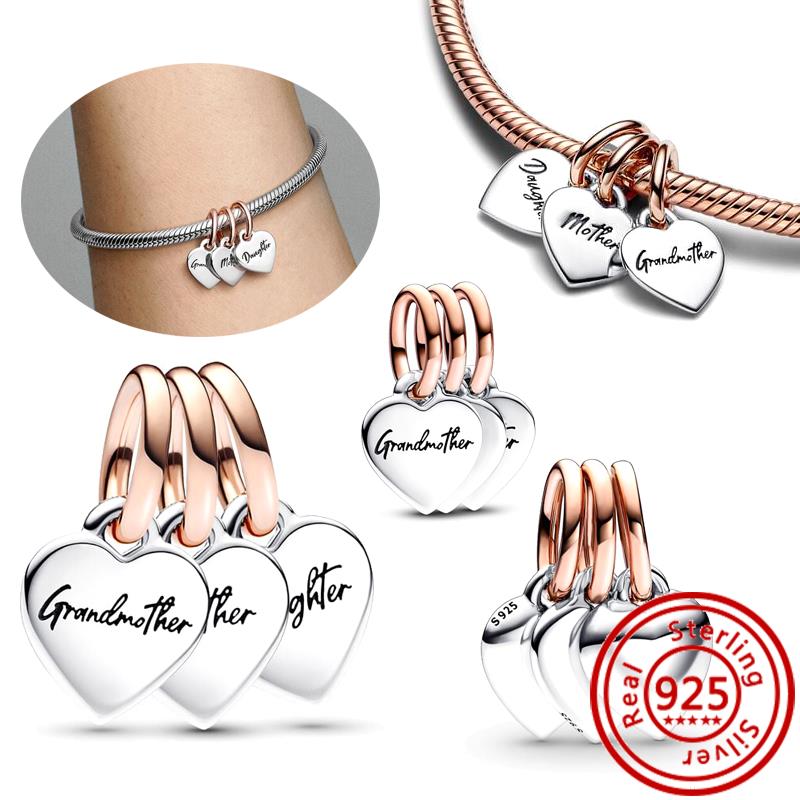 Fit Original Pantaro Charms Bracelet 925 copper Two-tone Heart Ring Mom Tree Bicycle Star Castle Candle Golden Beads DIY Zircon