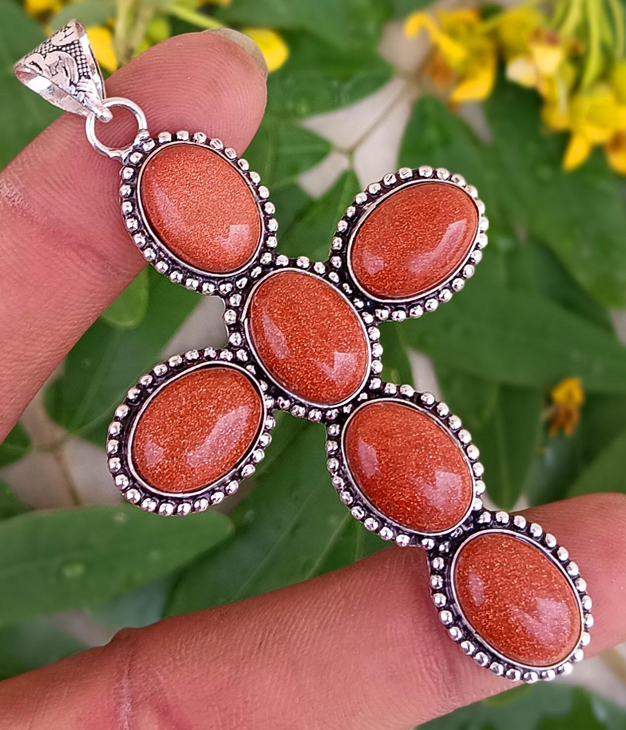 

Солнечный камень драгоценный камень 925 пробы посеребренный унисекс модный крест бохо кулон ювелирные изделия