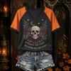 Women's Halloween Themed Raglan Short Sleeve T-Shirt for Party and Everyday Wear