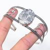 Natural Psilomelane Dendritic 925 Sterling Silver Cuff Bangle Adjustable F5K61