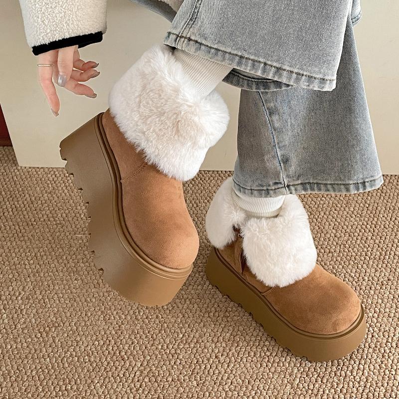 Fashion Winter Fashion Platform Thick Sole Women Fur Snow Boots Outdoor Comfort Warm Cotton Short Botas Para Mujer