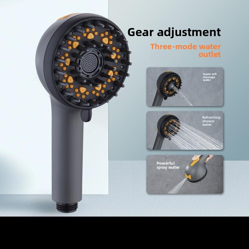 

Household Bathroom Shower Nozzle Pet Dog Shower Head Cleaner Beauty Bath Tool Three-speed Pressure Silicone Showerhead сірий колір