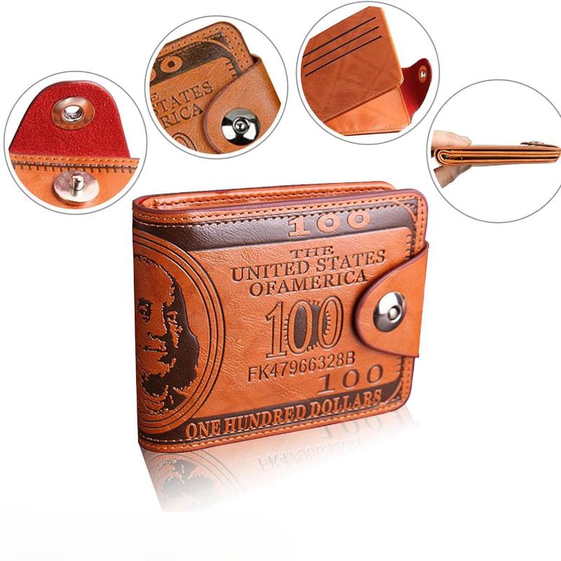 Men's Wallets with 100 US Dollar PatternWallet Male Leather Walet Photo Card HolderFashion Large Capacity Wallet Purse Bag