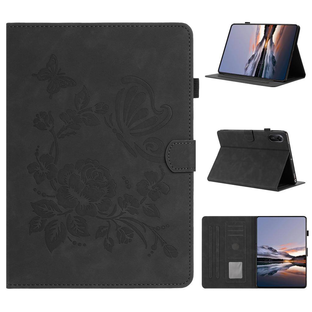 For Xiaomi Redmi Pad 2 Case Card Holder Stand Butterfly Floral Imprinted Leather Tablet Cover
