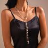 Y-shaped Crystal Pendant Necklace Jewelry Choker Necklace Fashion Metal Chain Women