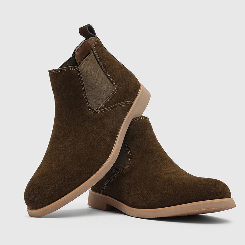 

2026 Autumn New Popular Men s Chelsea Suede Basic Boots 38 темные хаки