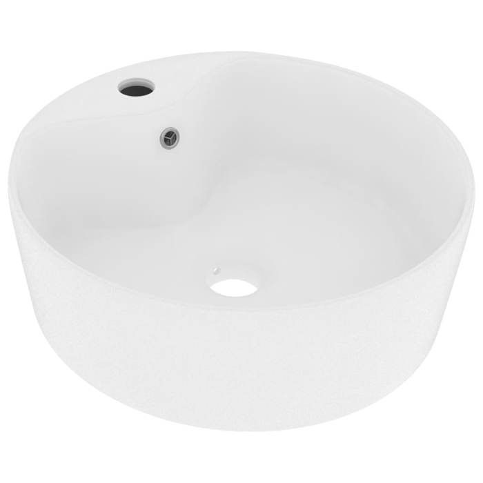 VidaXL Lavabo de Luxe avec Trop-plein Vasque à Poser de Toilette Lave-mains de Salle de Bain Salle Cosmétique Maison Blanc 147031