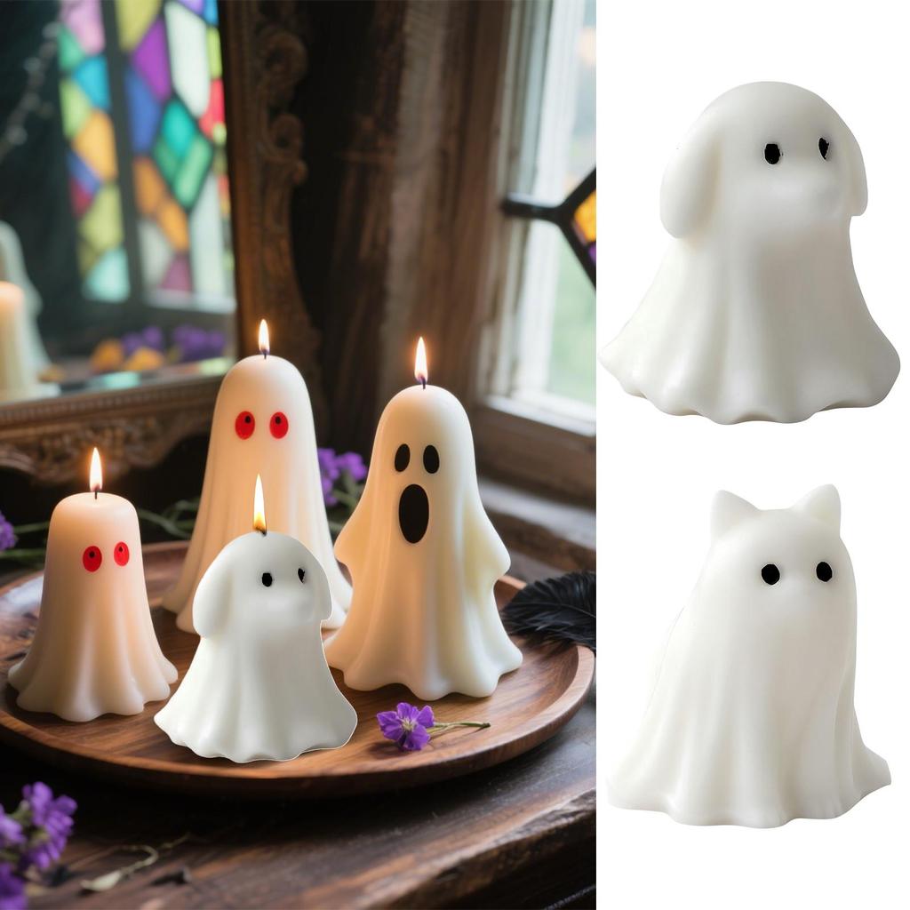 Halloween Candle Molds Ghost Silicone Mold for Fondant Cute Spooky Haunted House Decor Making for Cake Decor Clay Craft