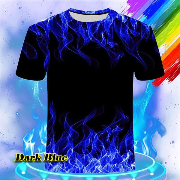 Fantastisk Herr 3D-tryckt Cool T-shirt Kortärm O-hals Casual Hipster Lös T-shirt Personlighet Visuell Låga