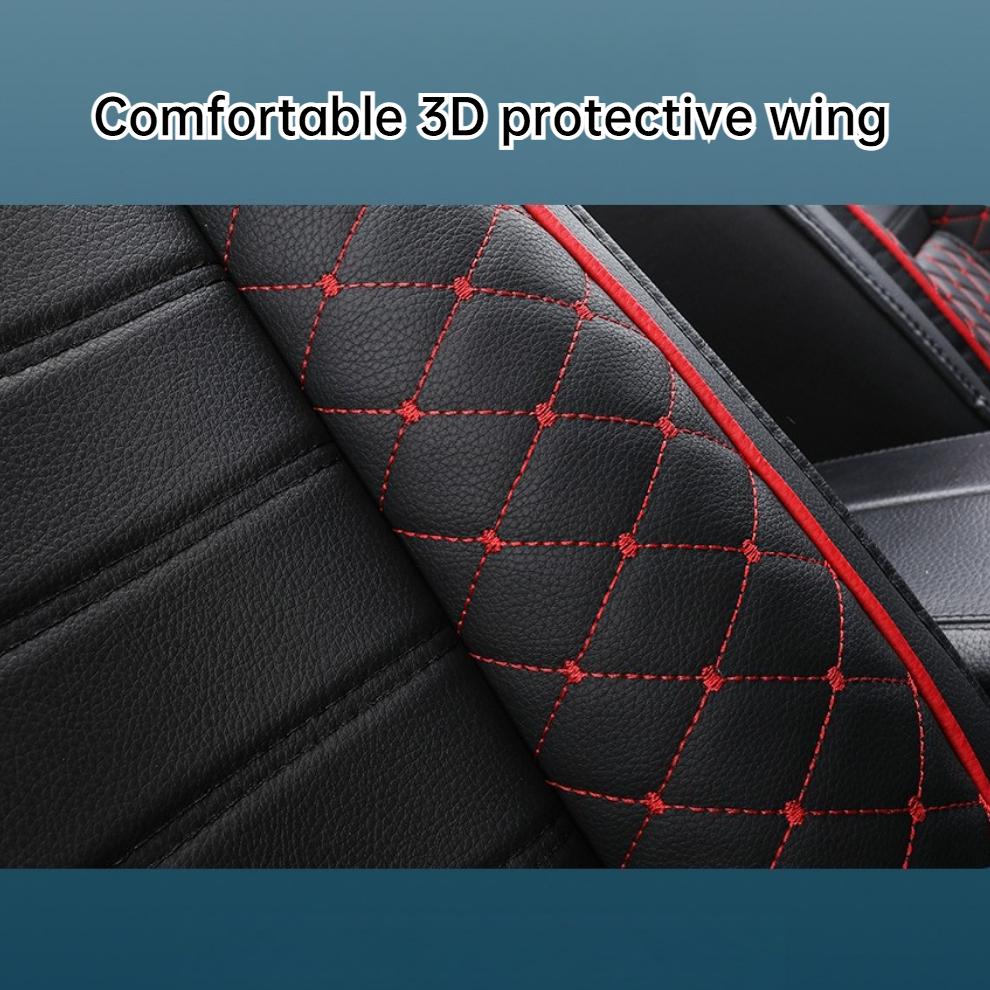 Luxurious PU leather car seat cover, 3D wing & fixed lumbar support - Soft, comfortable and durable, suitable for most Car