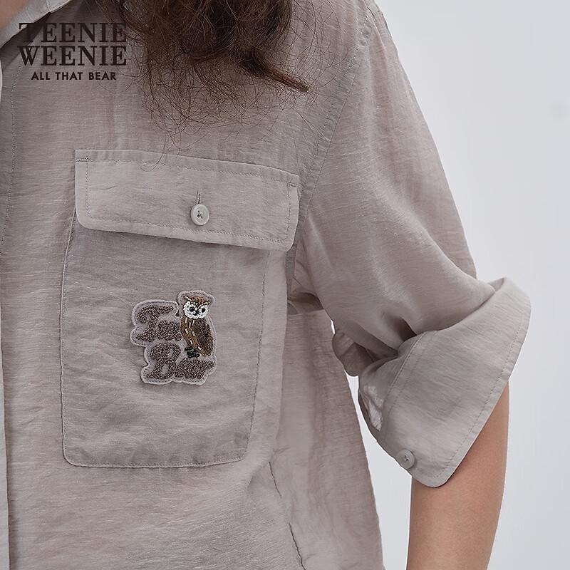 Teenie Weenie Women's Tencel Blend Bear Lightweight Loose Shirt