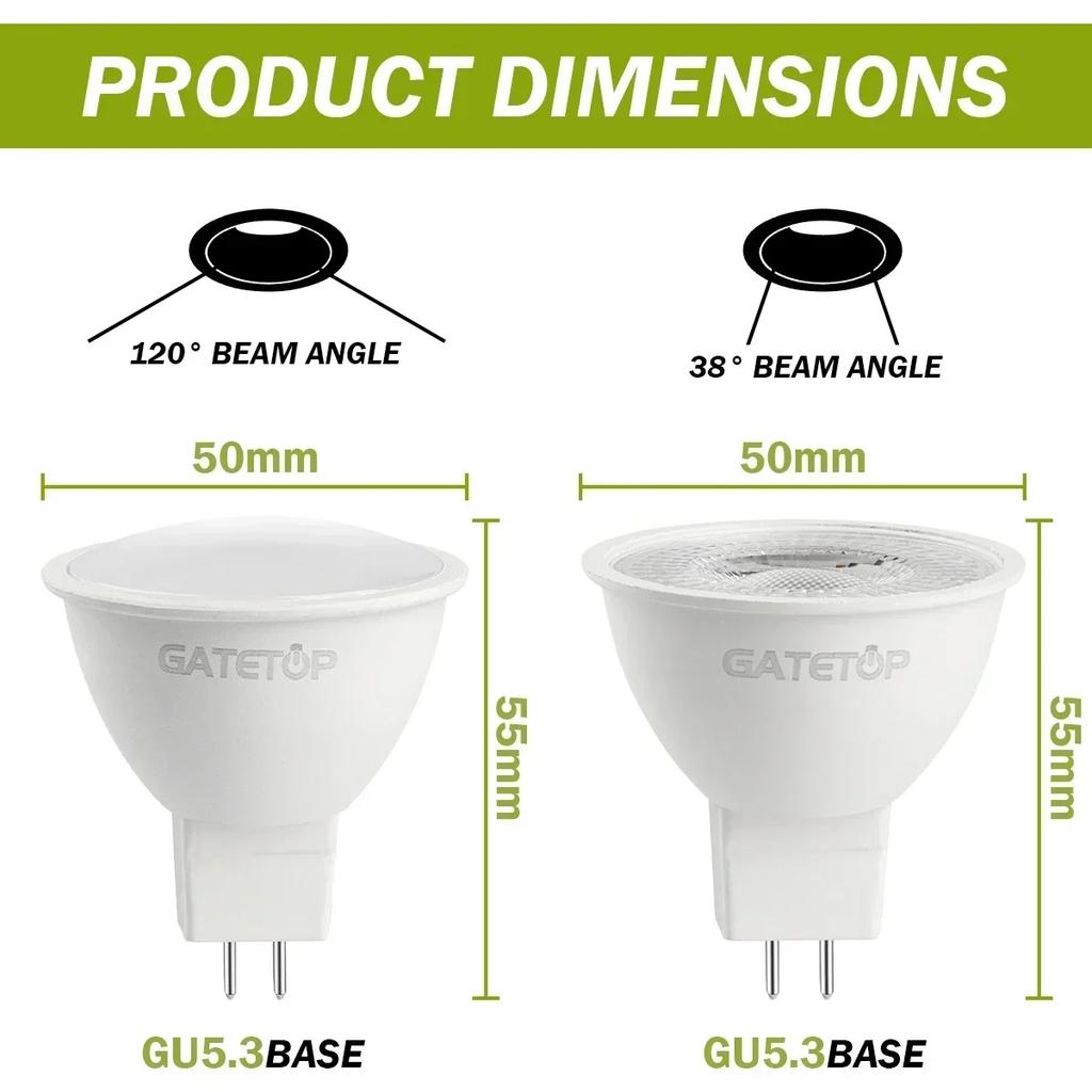 12pcs LED Bulb MR16 Spotlight GU5.3 AC DC 12V 24V 120degree 38degree 7W 700lm 3000K 4000K Bombillas Replace 50W Halogen Lamp