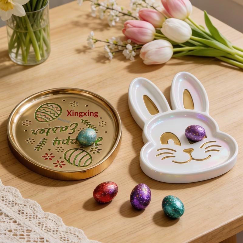 Egg Shape Tray Silicone Mold Diy Handmade Rabbit Coaster Storage Plate Plaster Concrete Resin Molds Craft Making Home Decor Tool