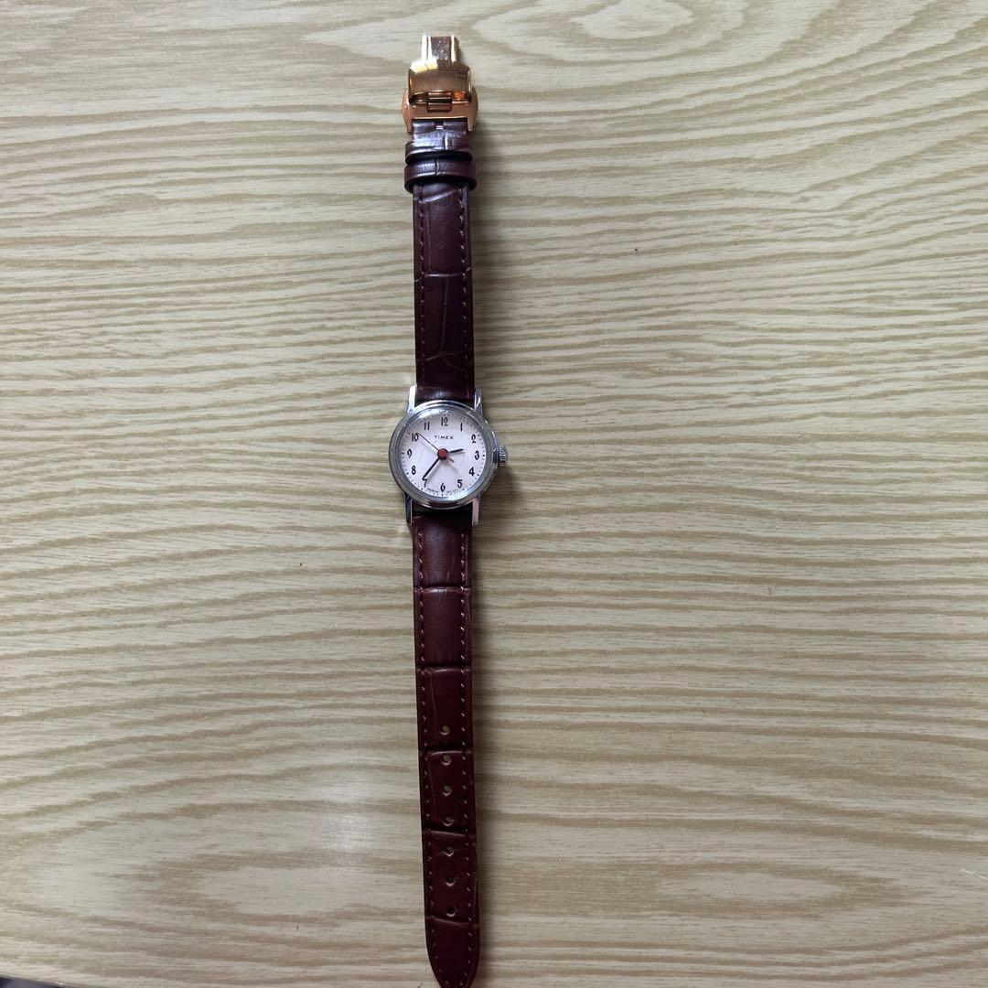 Timex analog manual winding watch brown leather