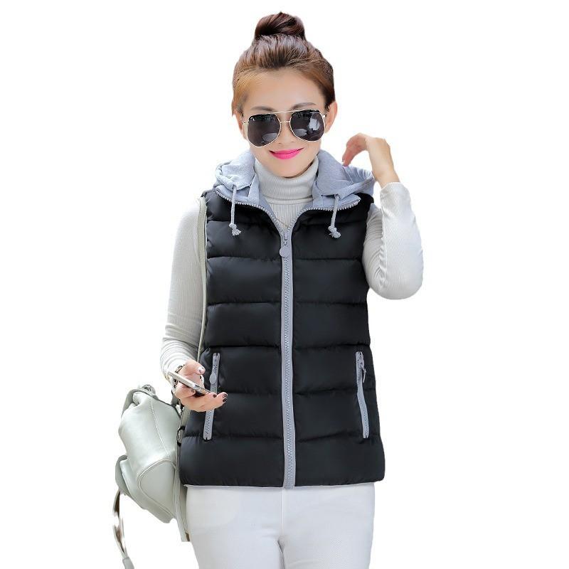 Womens Candy Color Hooded Puffer Vest Plus Size Sleeveless Jacket 2026 Fall Casual Outerwear